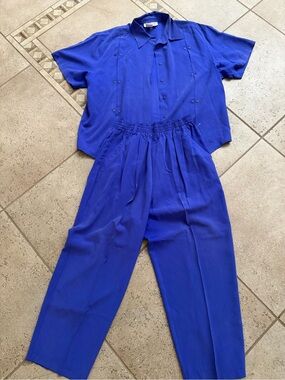 Women's Two-Piece Trousers Set in Cobalt Blue